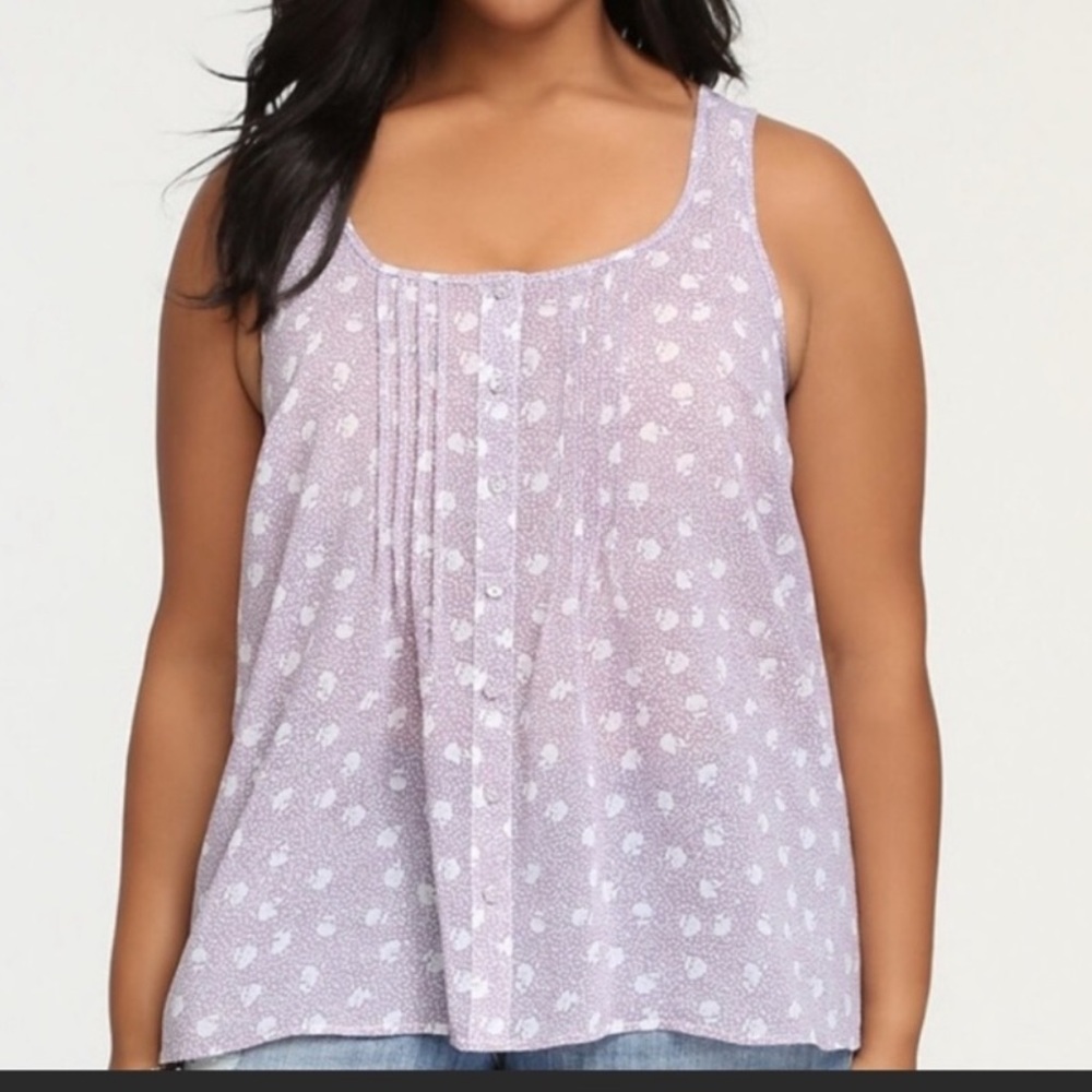 Torrid Purple & White Floral Tulip Back Slip Tank Top Size 2